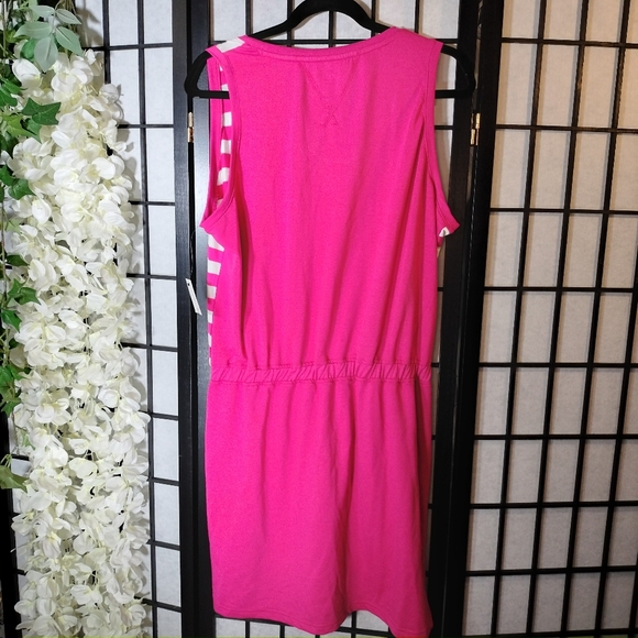 TOMMY HILFIGER SPORT Womens Pink Baby Terry Cinched Elastic Waist Short Dress L - Picture 5 of 6